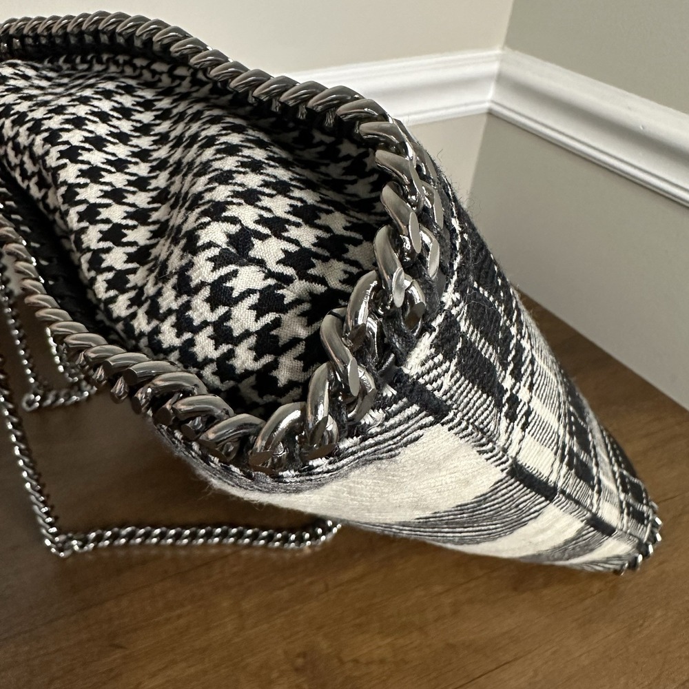 Stella McCartney Black and White Plaid Satchel - Picture 8 of 13